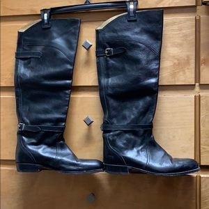 Frye tall black leather boots 10